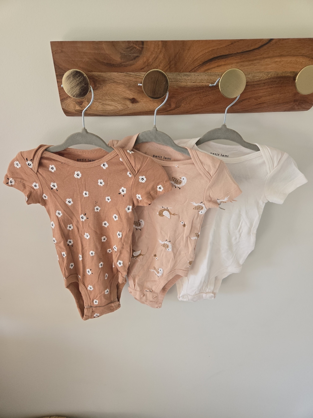 Petit Lem Baby Girls' One-Piece Bodysuit Set - Terracotta, Blush & White